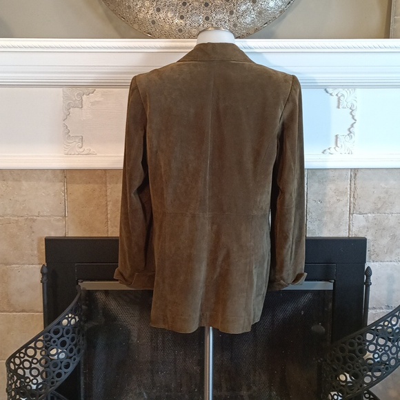 Nice khaki green suede modern military blazer with lots of pockets - Picture 5 of 6